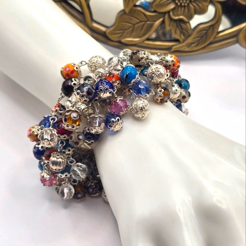 Vintage Cha Cha Colorful Lucite Beaded Bracelet